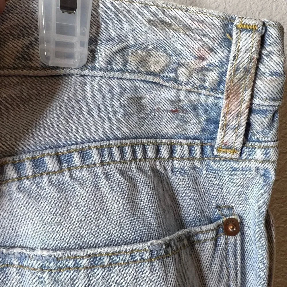 Hudson Button Up Destroyed Jeans with Paint